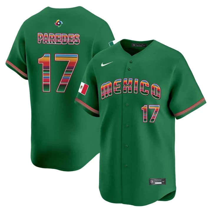 Men's Team Mexico World Baseball Classic Serape Edition Vapor Premier Jersey - 2026 Roster - All Stitched  Isaac Paredes #17