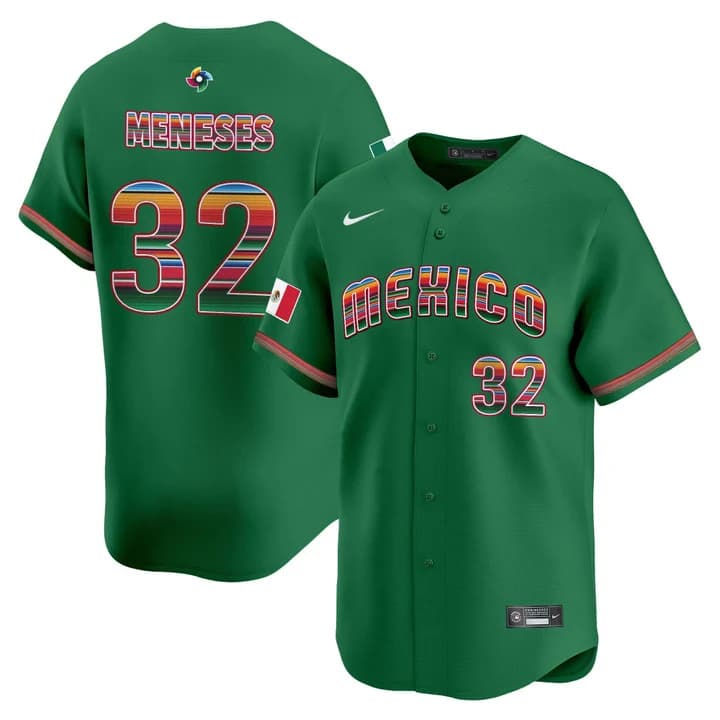 Men's Team Mexico World Baseball Classic Serape Edition Vapor Premier Jersey - 2026 Roster - All Stitched  Joey Meneses #32