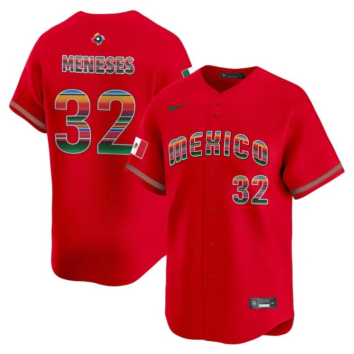Men's Team Mexico World Baseball Classic Serape Edition Vapor Premier Jersey - 2026 Roster - All Stitched  Joey Meneses -32