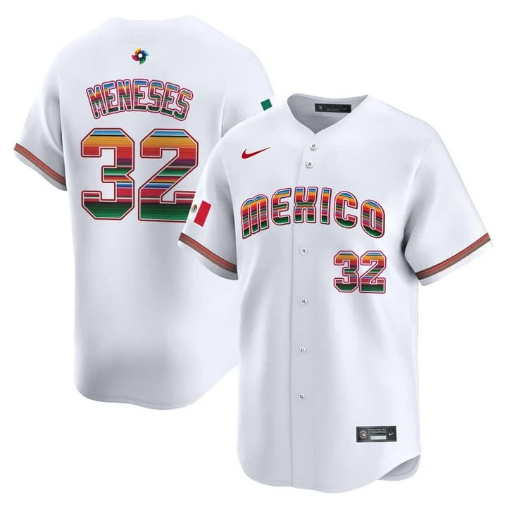 Men's Team Mexico World Baseball Classic Serape Edition Vapor Premier Jersey - 2026 Roster - All Stitched  Joey Meneses 32