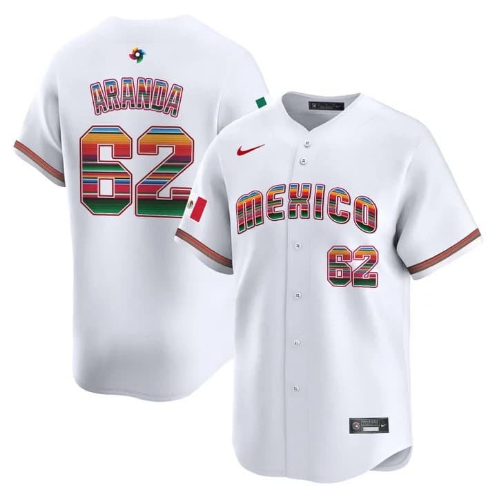 Men's Team Mexico World Baseball Classic Serape Edition Vapor Premier Jersey - 2026 Roster - All Stitched  Jonathan Aranda 62