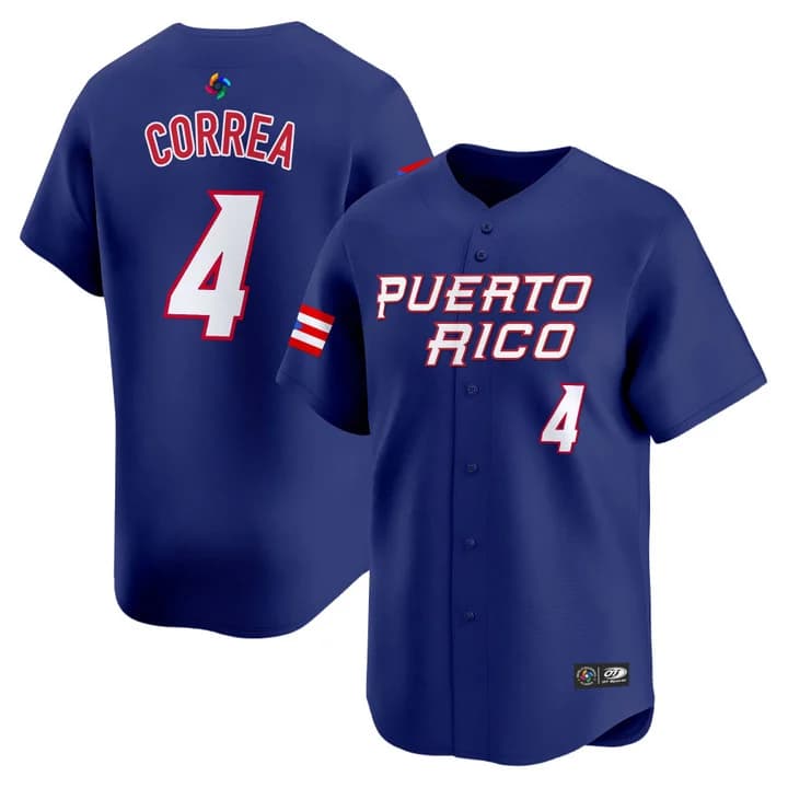 Men's Team Puerto Rico World Baseball Classic Vapor Premier Jersey - 2026 Roster - All Stitched Carlos Correa   4