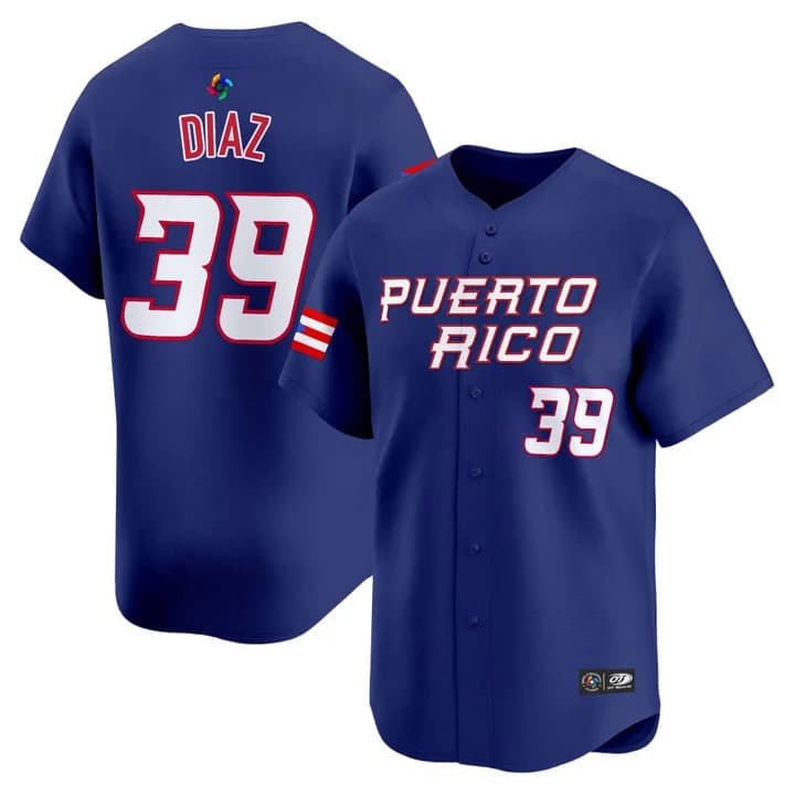 Men's Team Puerto Rico World Baseball Classic Vapor Premier Jersey - 2026 Roster - All Stitched Edwin Diaz     39