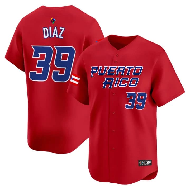 Men's Team Puerto Rico World Baseball Classic Vapor Premier Jersey - 2026 Roster - All Stitched Edwin Diaz