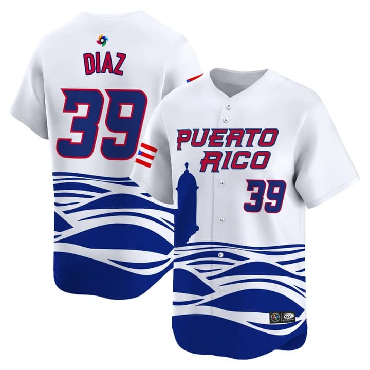 Men's Team Puerto Rico World Baseball Classic Vapor Premier Jersey - 2026 Roster - All Stitched Edwin Diaz 39