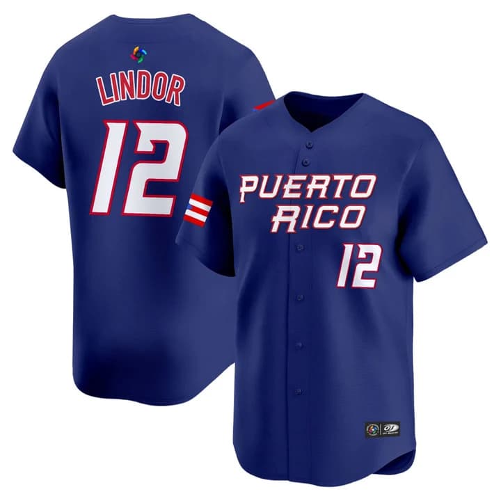 Men's Team Puerto Rico World Baseball Classic Vapor Premier Jersey - 2026 Roster - All Stitched Francisco Lindor   12