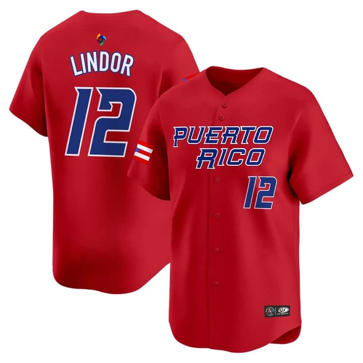 Men's Team Puerto Rico World Baseball Classic Vapor Premier Jersey - 2026 Roster - All Stitched Francisco Lindor  12