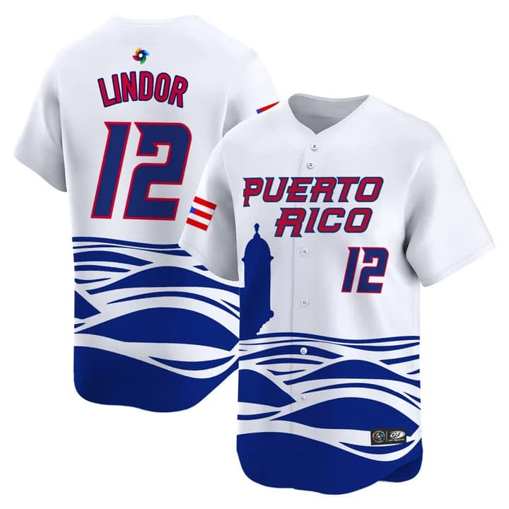 Men's Team Puerto Rico World Baseball Classic Vapor Premier Jersey - 2026 Roster - All Stitched Francisco Lindor