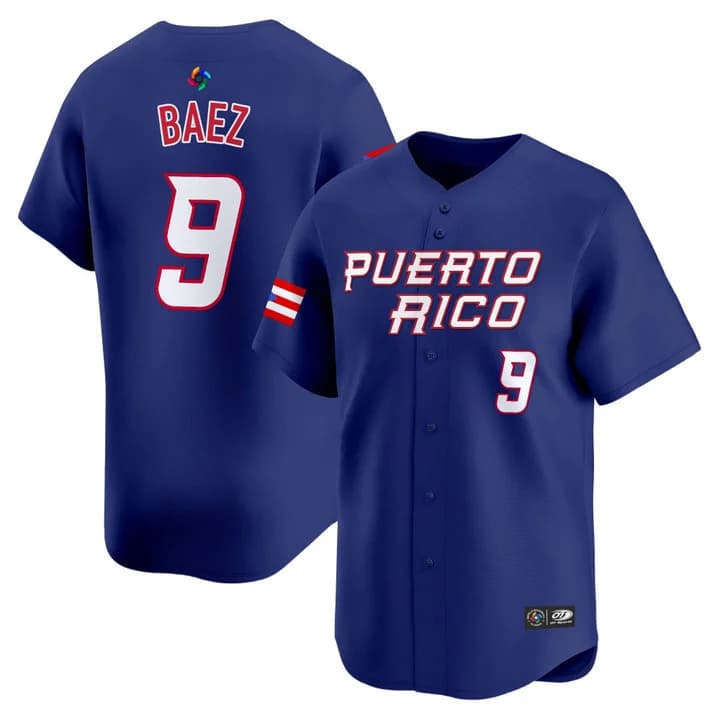 Men's Team Puerto Rico World Baseball Classic Vapor Premier Jersey - 2026 Roster - All Stitched Javier Baez     9