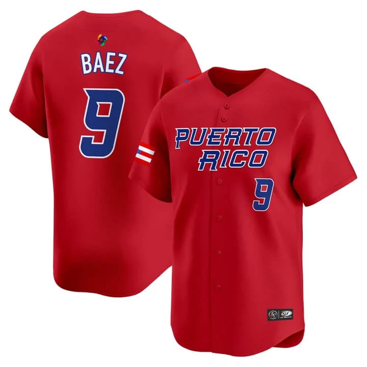 Men's Team Puerto Rico World Baseball Classic Vapor Premier Jersey - 2026 Roster - All Stitched Javier Baez  9