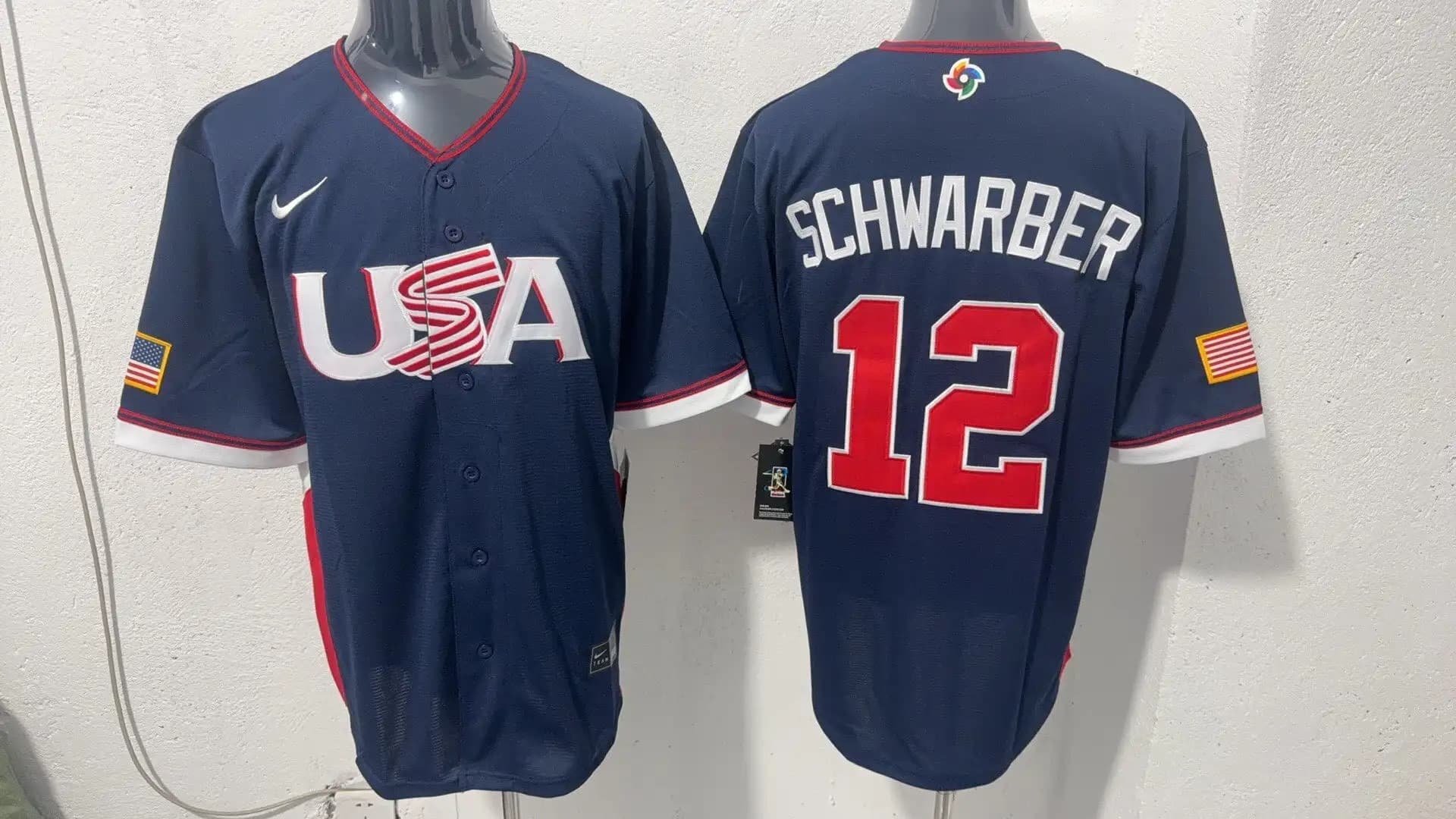 Men's Team USA World Baseball  Classic    Vapor Premier Jersey - 2026 Roster - All Stitched Kyle Schwarber