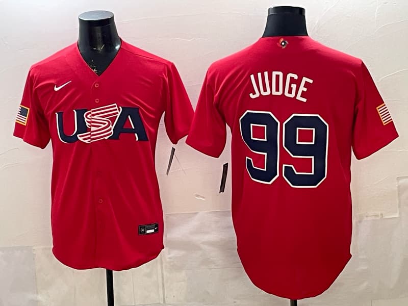 Men's Team USA World Baseball Classic   Vapor Premier Jersey - 2026 Roster - All Stitched  Aaron Judge 99