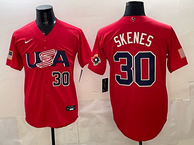 Men's Team USA World Baseball Classic   Vapor Premier Jersey - 2026 Roster - All Stitched  Paul Skenes 30