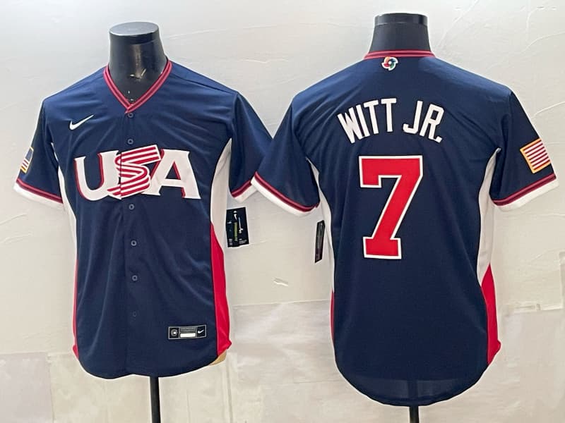 Men's Team USA World Baseball Classic   Vapor Premier Jersey - 2026 Roster - All Stitched Bobby Witt Jr. 7