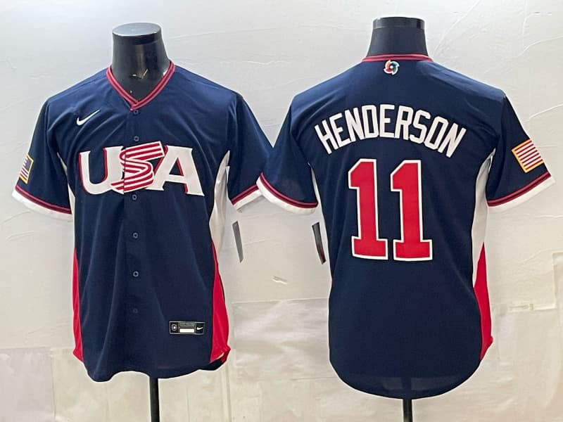 Men's Team USA World Baseball Classic   Vapor Premier Jersey - 2026 Roster - All Stitched Gunnar Henderson 11