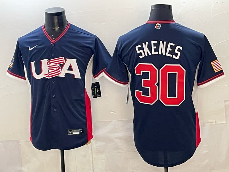 Men's Team USA World Baseball Classic   Vapor Premier Jersey - 2026 Roster - All Stitched Paul Skenes 30