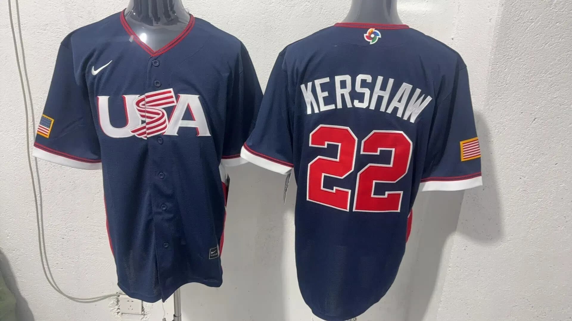 Men's Team USA World Baseball Classic  Vapor Premier Jersey - 2026 Roster - All Stitched  Clayton Kershaw