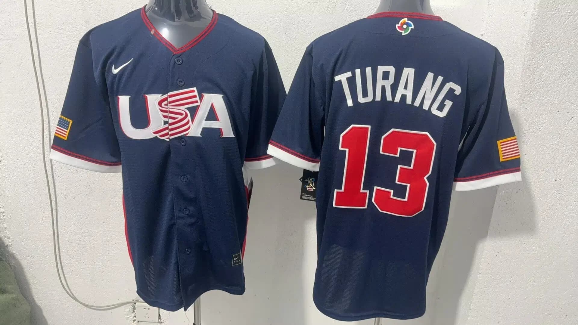 Men's Team USA World Baseball Classic  Vapor Premier Jersey - 2026 Roster - All Stitched Brice Turang 13