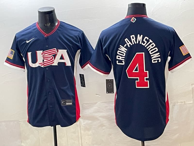Men's Team USA World Baseball Classic  Vapor Premier Jersey - 2026 Roster - All Stitched Crow-Armstrong 4