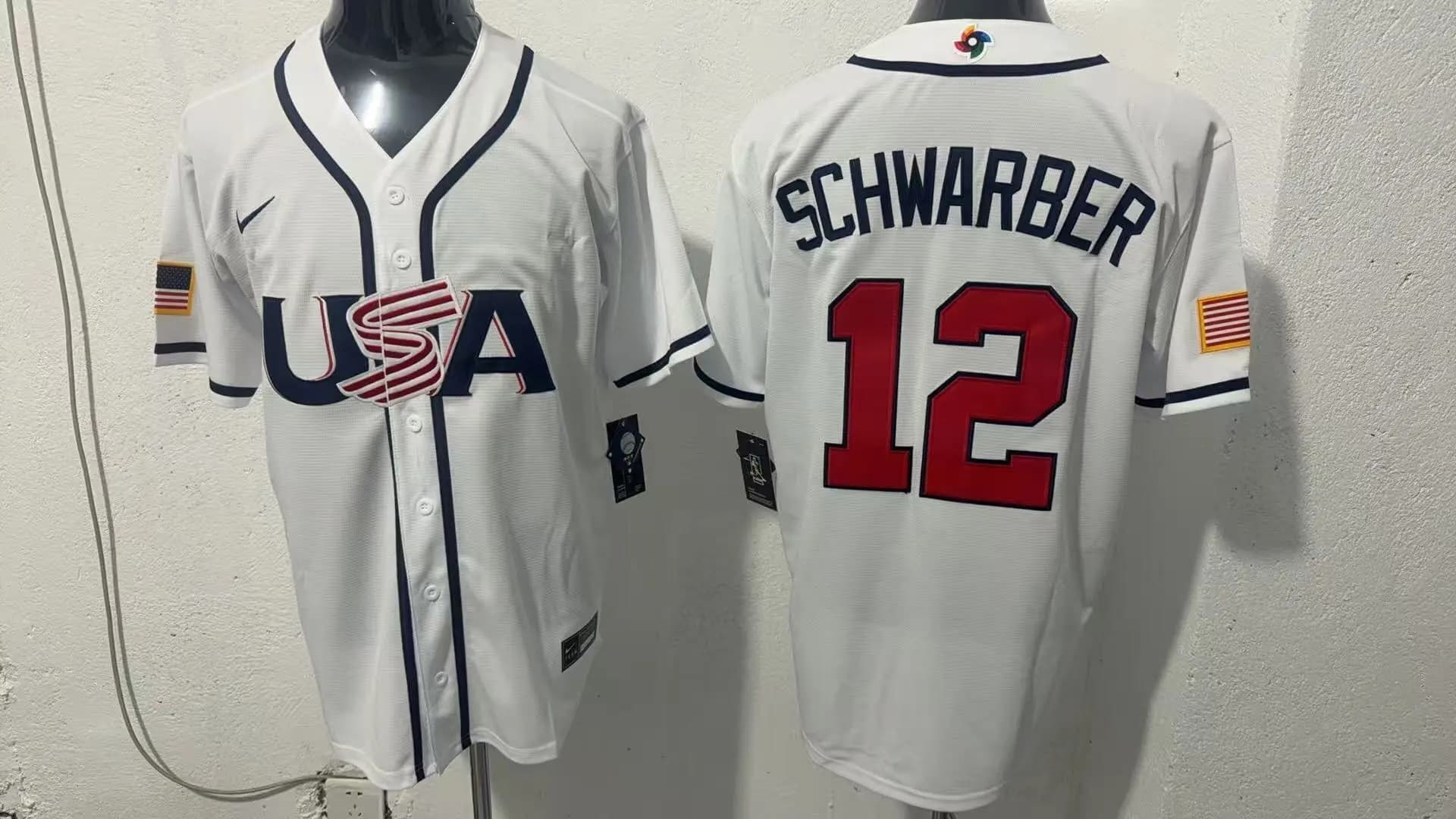 Men's Team USA World Baseball Classic  Vapor Premier Jersey - 2026 Roster - All Stitched Kyle Schwarber