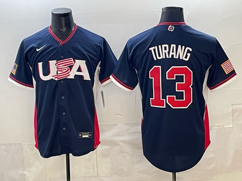 Men's Team USA World Baseball Classic  h Vapor Premier Jersey -  2026 Roster - All Stitched  13 TURANG