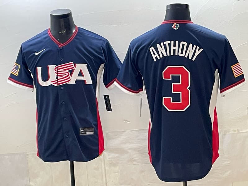 Men's Team USA World Baseball Classic  h Vapor Premier Jersey - 2026 Roster - All Stitched   3 ANTHONY