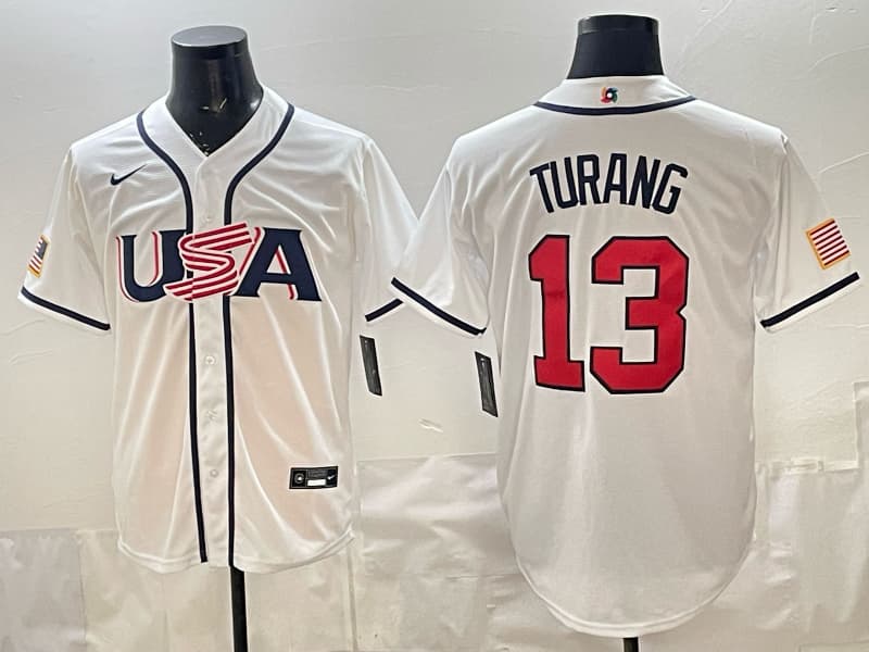 Men's Team USA World Baseball Classic  h Vapor Premier Jersey - 2026 Roster - All Stitched  13 TURANG