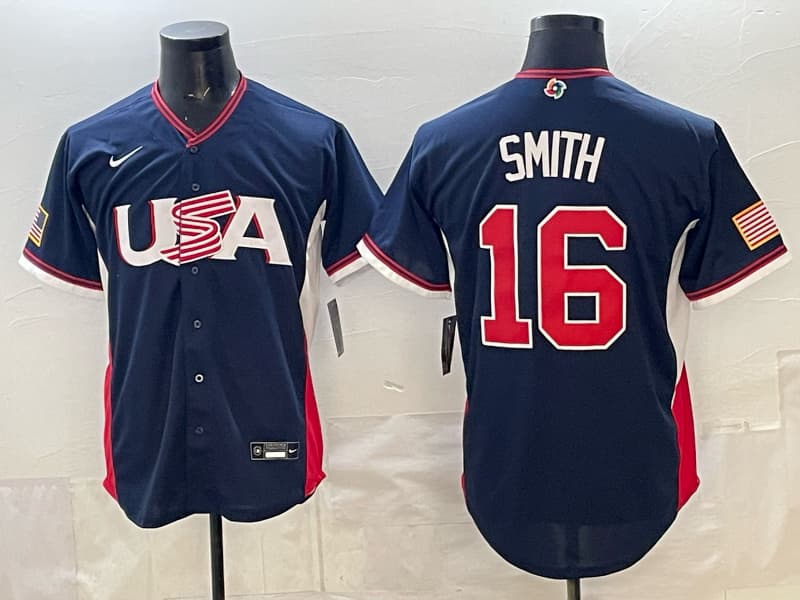Men's Team USA World Baseball Classic  h Vapor Premier Jersey - 2026 Roster - All Stitched  16 SMITH