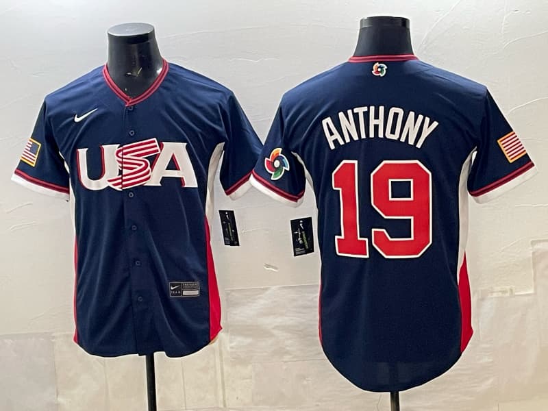 Men's Team USA World Baseball Classic  h Vapor Premier Jersey - 2026 Roster - All Stitched  19 ANTHONY