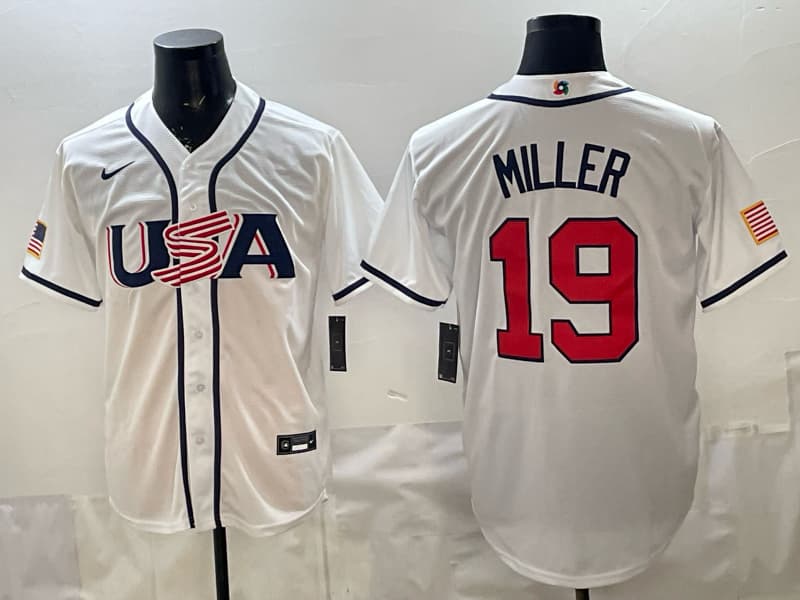 Men's Team USA World Baseball Classic  h Vapor Premier Jersey - 2026 Roster - All Stitched  19 MILLER