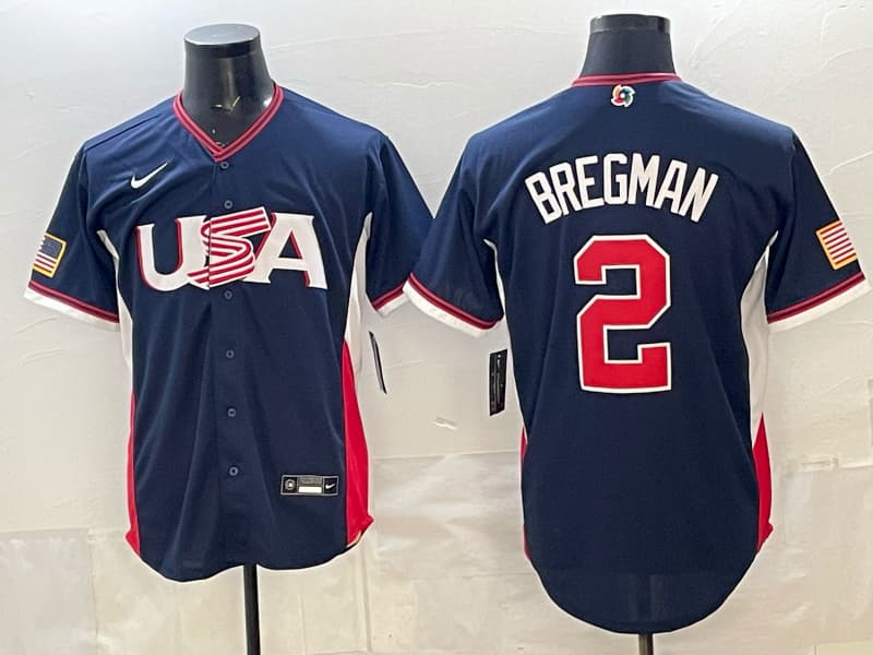 Men's Team USA World Baseball Classic  h Vapor Premier Jersey - 2026 Roster - All Stitched  2 BREGMAN