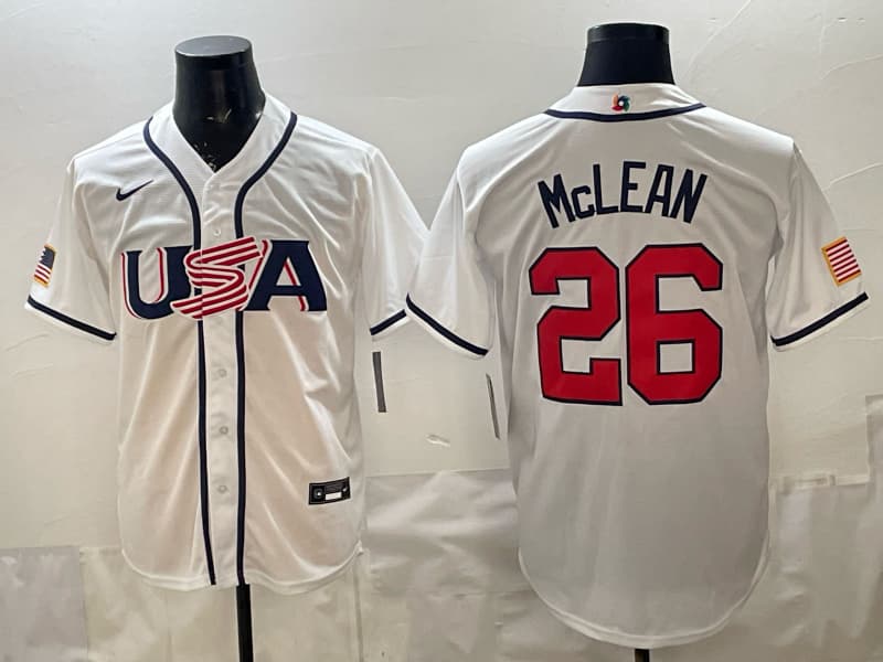 Men's Team USA World Baseball Classic  h Vapor Premier Jersey - 2026 Roster - All Stitched  26 MCLEAN