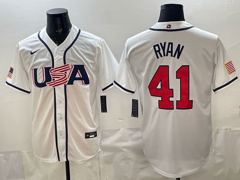 Men's Team USA World Baseball Classic  h Vapor Premier Jersey - 2026 Roster - All Stitched  41 RYAN
