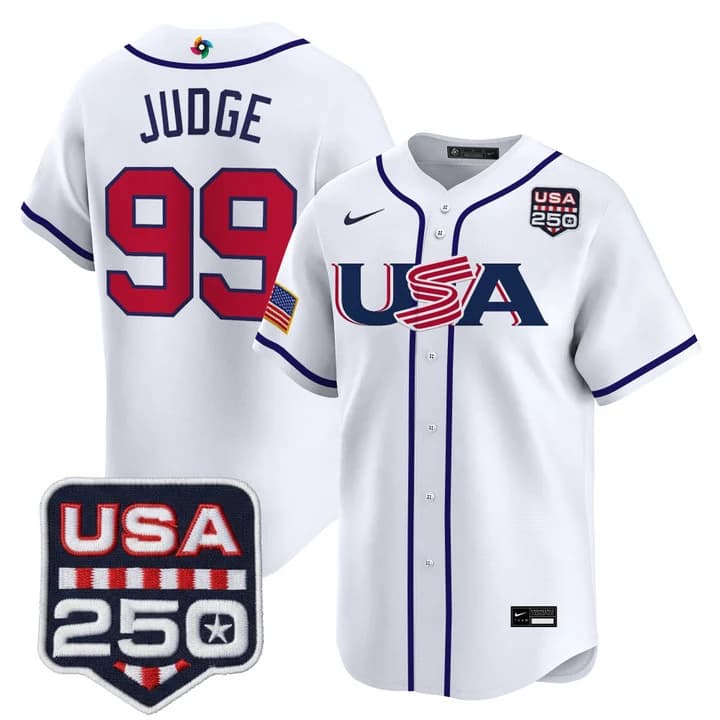 Men's Team USA World Baseball Classic 250America Patch Vapor Premier Jersey - 2026 Roster - All Stitched Aaron Judge