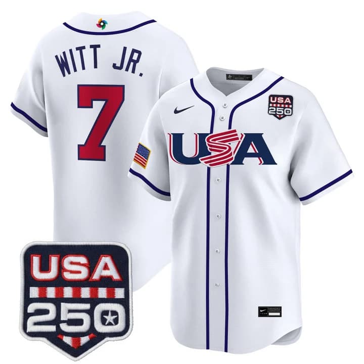 Men's Team USA World Baseball Classic 250America Patch Vapor Premier Jersey - 2026 Roster - All Stitched Bobby Witt Jr.