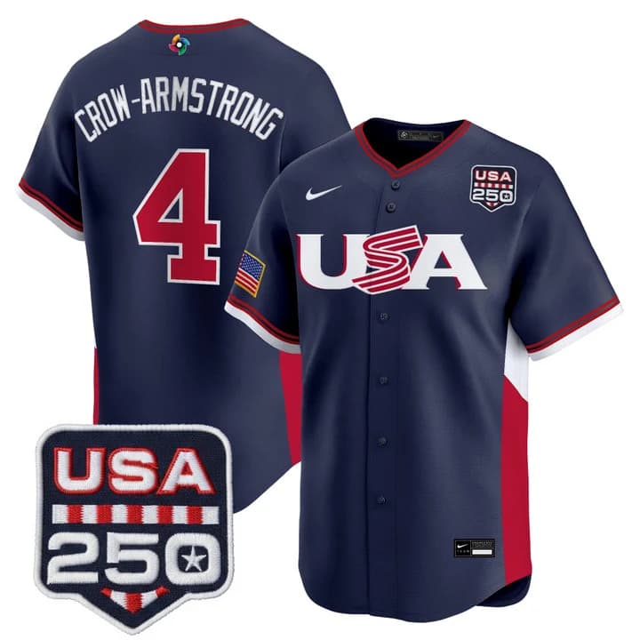 Men's Team USA World Baseball Classic 250America Patch Vapor Premier Jersey - 2026 Roster - All Stitched Crow-Armstrong  4