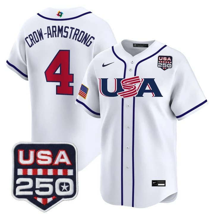 Men's Team USA World Baseball Classic 250America Patch Vapor Premier Jersey - 2026 Roster - All Stitched Crow-Armstrong