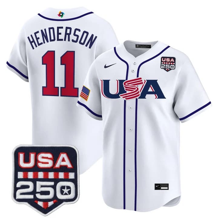 Men's Team USA World Baseball Classic 250America Patch Vapor Premier Jersey - 2026 Roster - All Stitched Gunnar Henderson