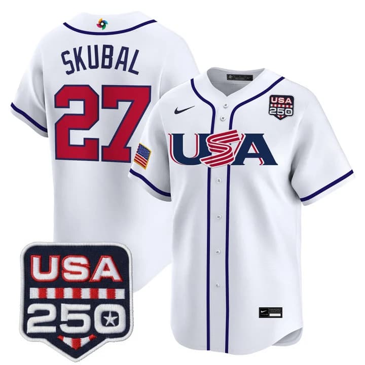 Men's Team USA World Baseball Classic 250America Patch Vapor Premier Jersey - 2026 Roster - All Stitched Tarik Skubal