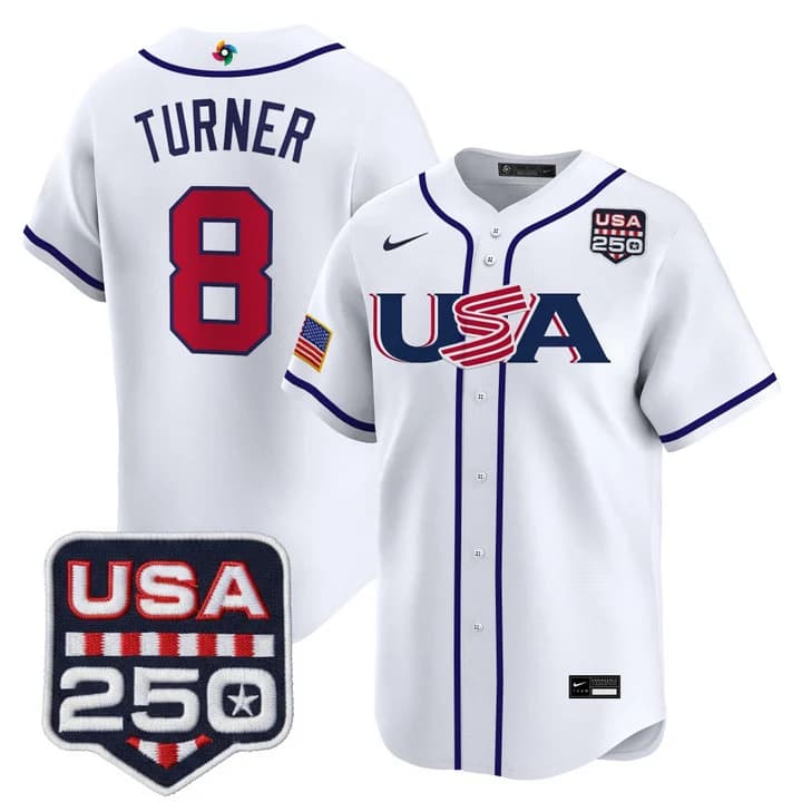 Men's Team USA World Baseball Classic 250America Patch Vapor Premier Jersey - 2026 Roster - All Stitched Trea Turner