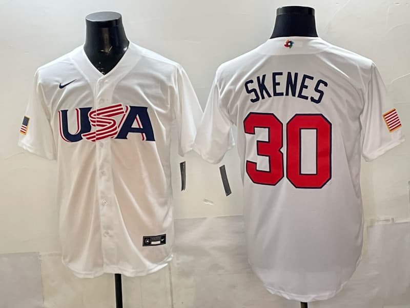 Men's Team USA World Baseball Classic Vapor Premier  Jersey - 2026 Roster - All  Stitched Paul Skenes  30