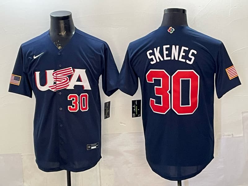 Men's Team USA World Baseball Classic Vapor Premier Jersey - 2026 Roster  - All Stitched   Paul Skenes #30