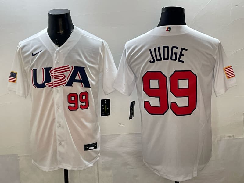 Men's Team USA World Baseball Classic Vapor Premier Jersey - 2026 Roster -  All Stitched  Aaron Judge    99