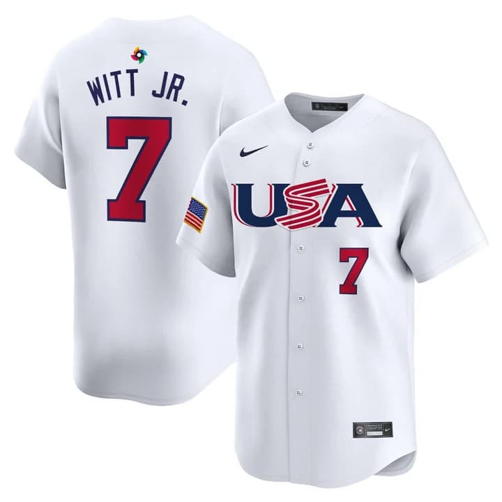 Men's Team USA World Baseball Classic Vapor Premier Jersey - 2026 Roster  - All Stitched  Bobby Witt Jr.   7