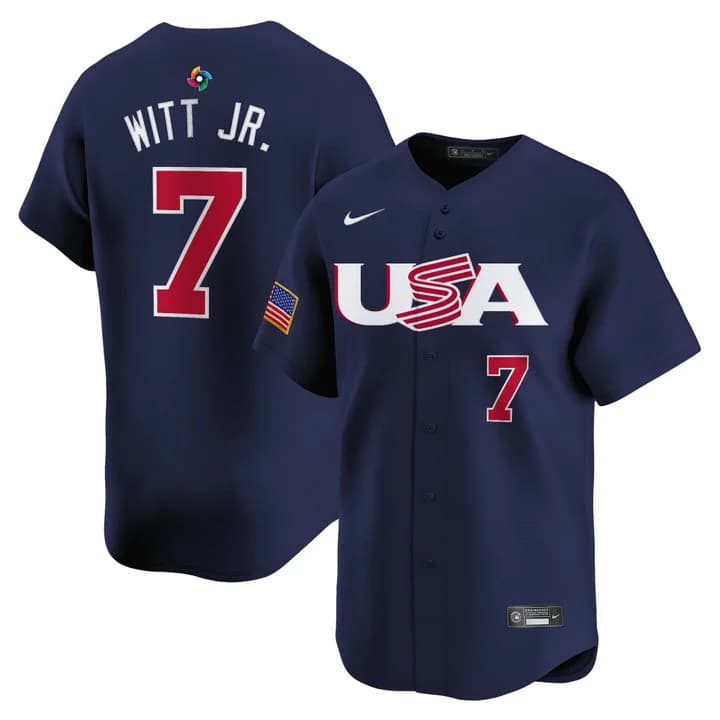 Men's Team USA World Baseball Classic Vapor Premier Jersey - 2026 Roster  - All Stitched  Bobby Witt Jr.