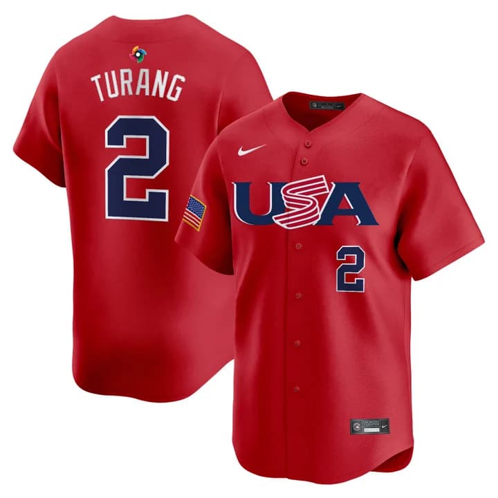 Men's Team USA World Baseball Classic Vapor Premier Jersey - 2026 Roster  - All Stitched  Brice Turang   2