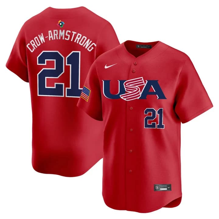 Men's Team USA World Baseball Classic Vapor Premier Jersey - 2026 Roster  - All Stitched  Crow-Armstrong   21