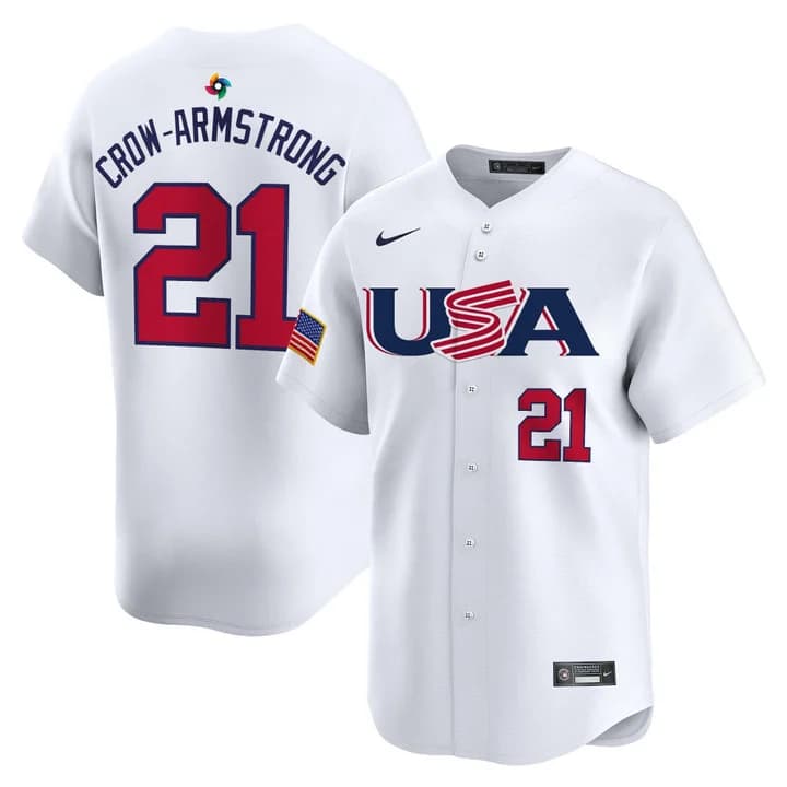 Men's Team USA World Baseball Classic Vapor Premier Jersey - 2026 Roster  - All Stitched  Crow-Armstrong  21