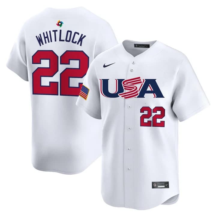 Men's Team USA World Baseball Classic Vapor Premier Jersey - 2026 Roster  - All Stitched  Garrett Whitlock  22