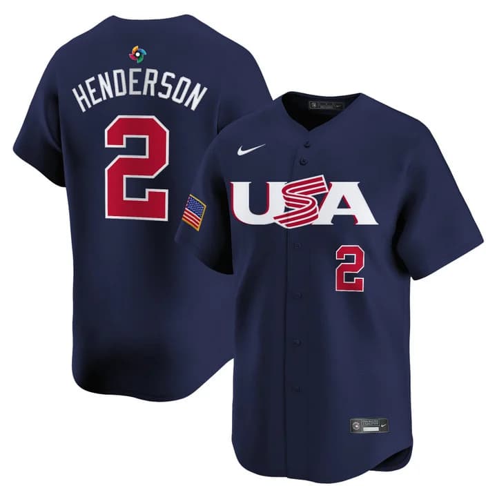 Men's Team USA World Baseball Classic Vapor Premier Jersey - 2026 Roster  - All Stitched  Gunnar Henderson